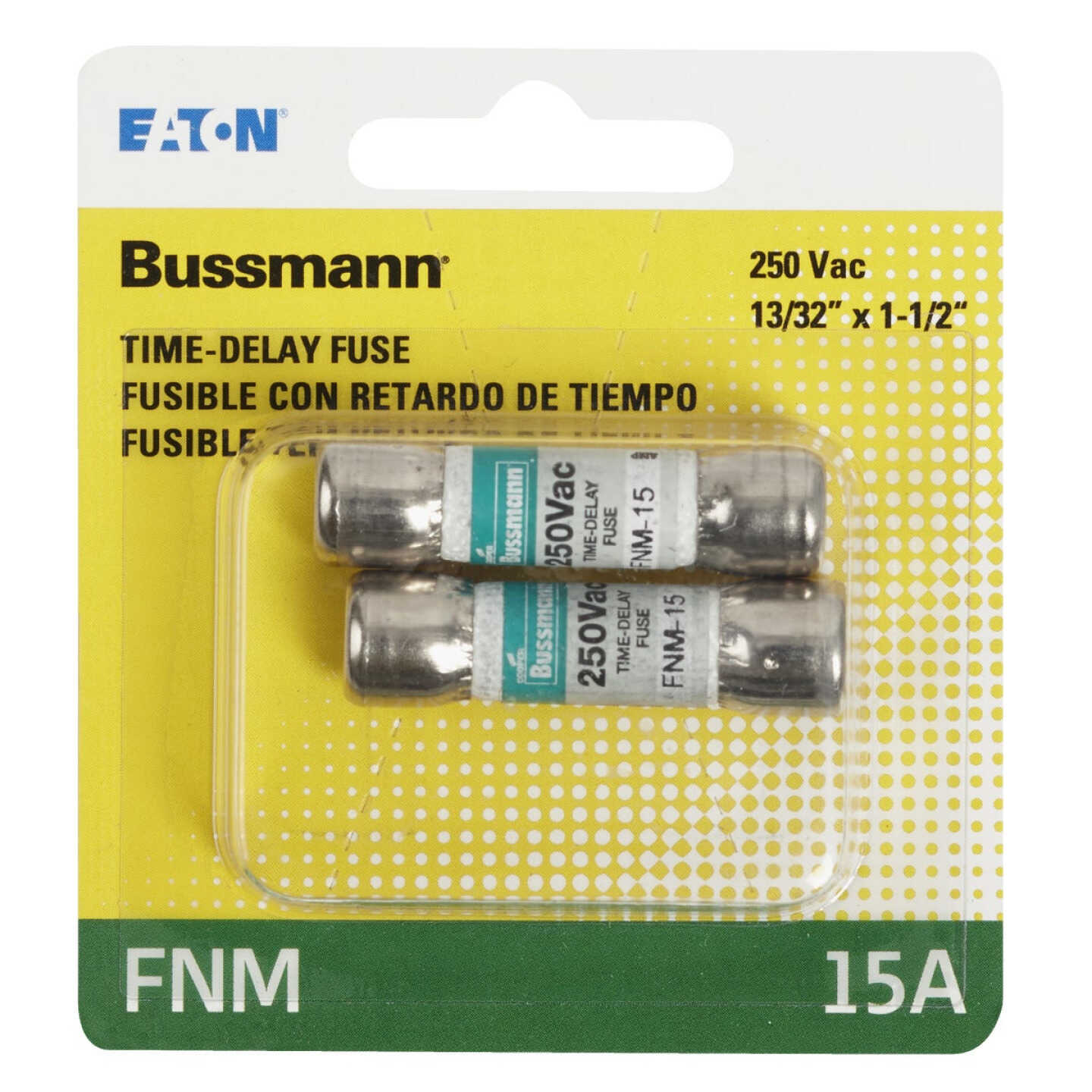 Bussmann 15A Fusetron FNM Cartridge General Purpose Time Delay Cartridge Fuse (2-Pack) Image 2