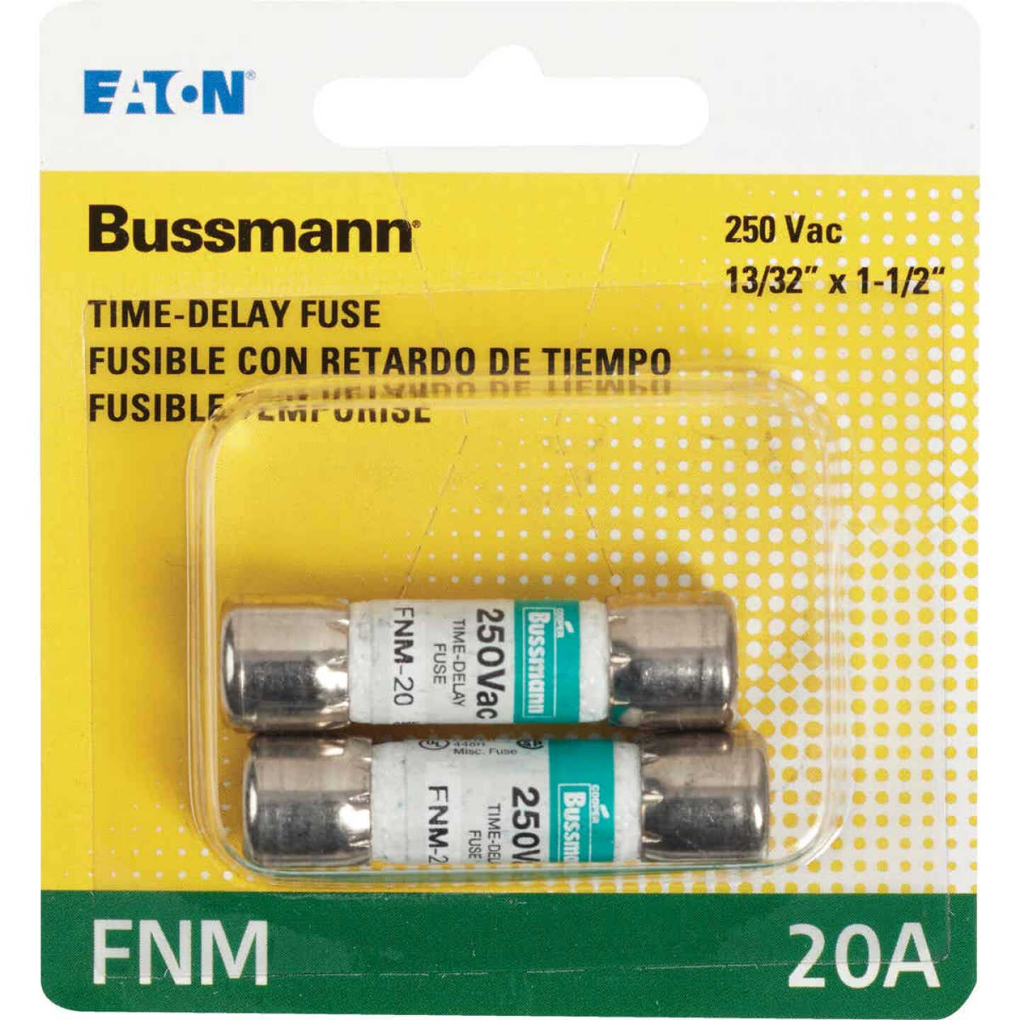 Bussmann 20A Fusetron FNM Cartridge General Purpose Time Delay Cartridge Fuse (2-Pack) Image 2