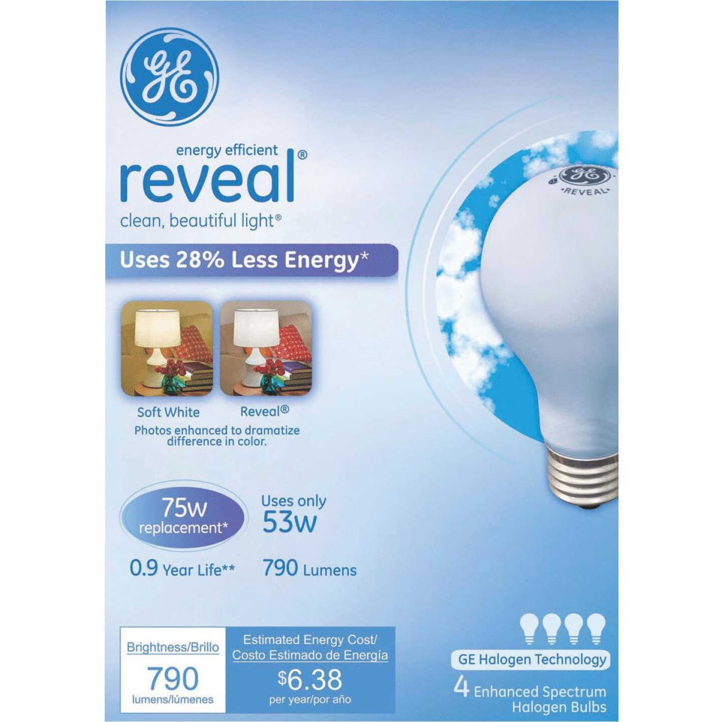4PK 53W HAL REVEAL BULB Image 1