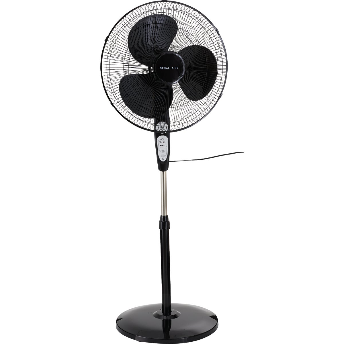 Denali Aire 18 In. 3-Speed Black Oscillating Pedestal Fan with Remote