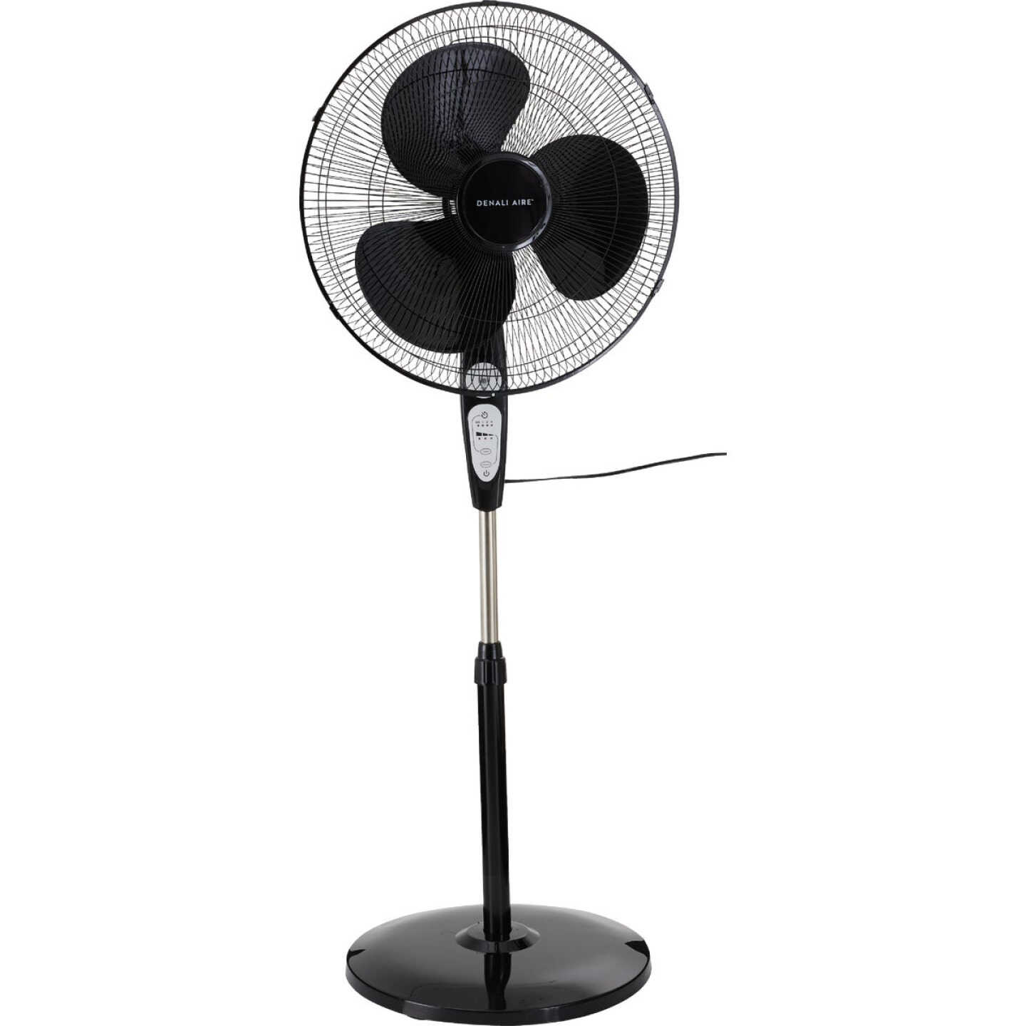Denali Aire 18 In. 3-Speed Black Oscillating Pedestal Fan with Remote Image 1