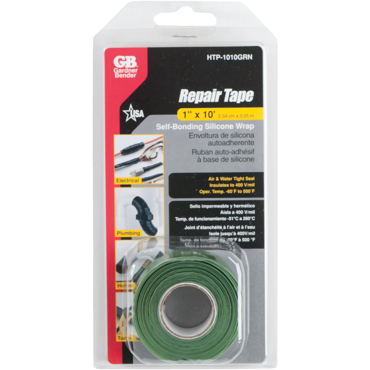 Gardner Bender Green 1 In. x 10 Ft. Self-Bonding Silicone Wrap Image 1
