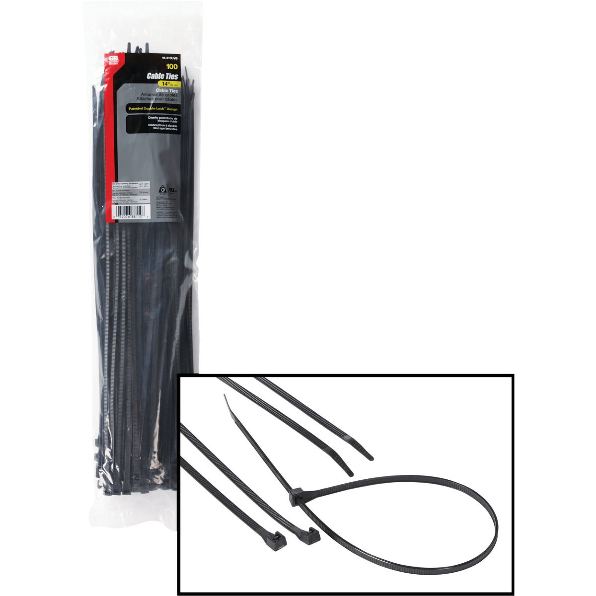 Gardner Bender 14 In. x 0.17 In. Black Nylon Ultra Violet Cable Tie (100-Pack) Image 1