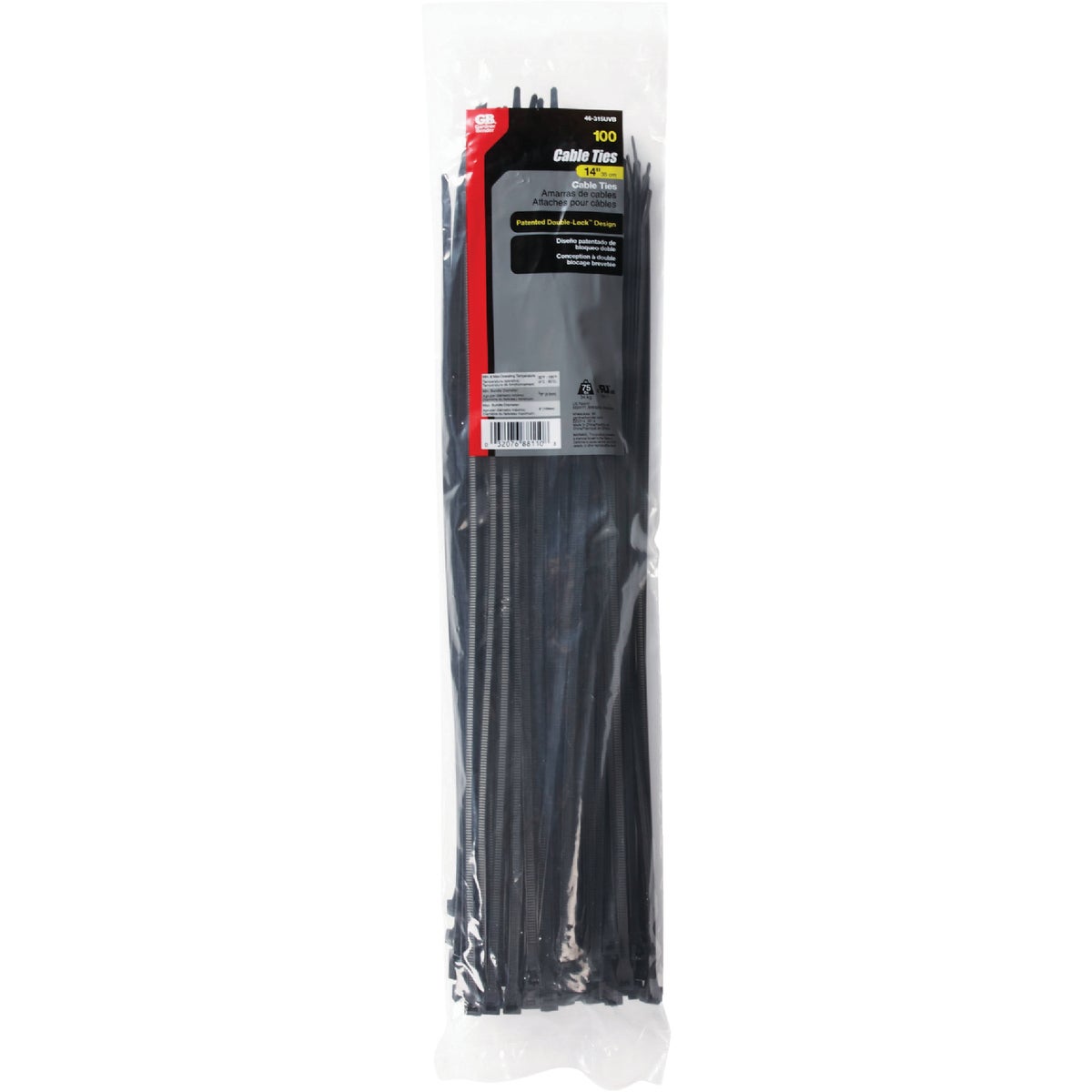 Gardner Bender 14 In. x 0.17 In. Black Nylon Ultra Violet Cable Tie (100-Pack) Image 2