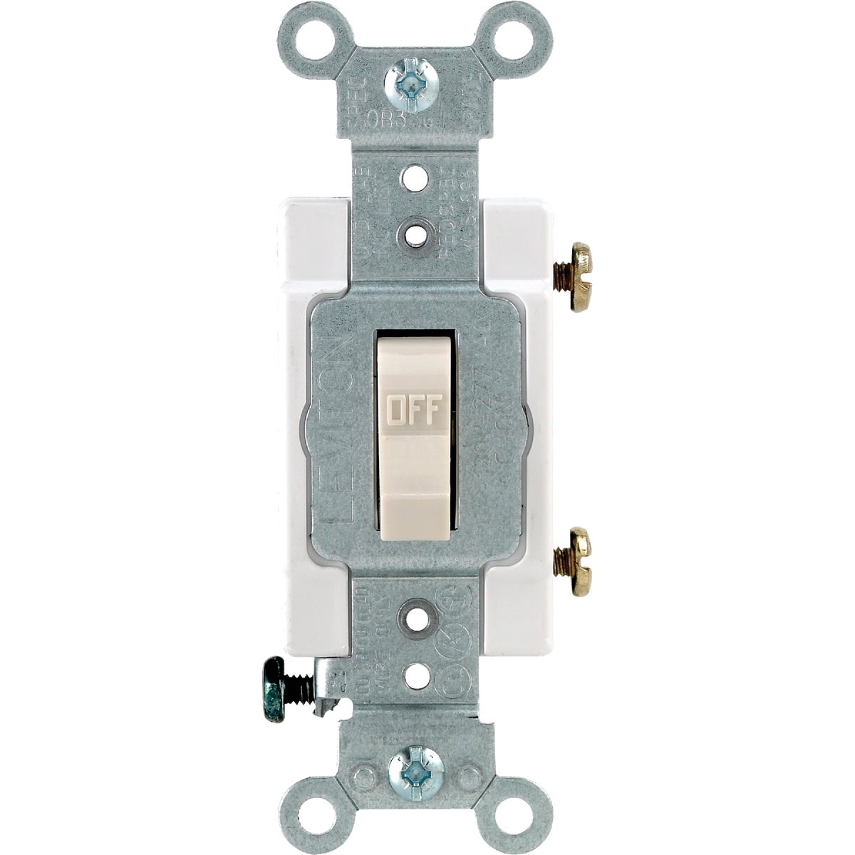 Leviton Commercial Grade 20 Amp Toggle Single Pole Switch, Light Almond Image 1