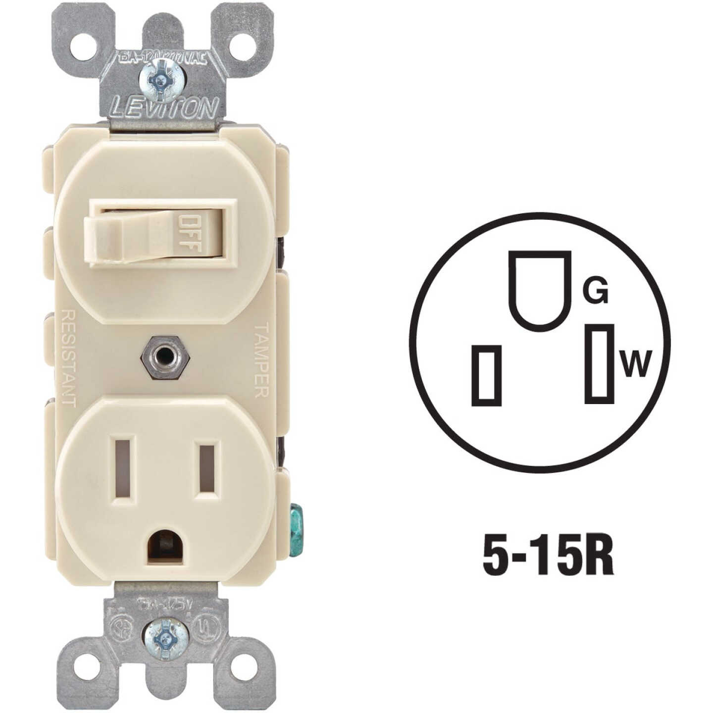 Leviton Light Almond 15A Commercial Grade Switch & Outlet Image 1