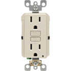 Leviton SmartlockPro Self-Test 15A Light Almond Residential Grade Rounded Corner 5-15R GFCI Outlet Image 2