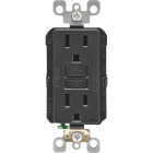Leviton SmartlockPro Self-Test 15A Black Residential Grade Rounded Corner 5-15R GFCI Outlet Image 2