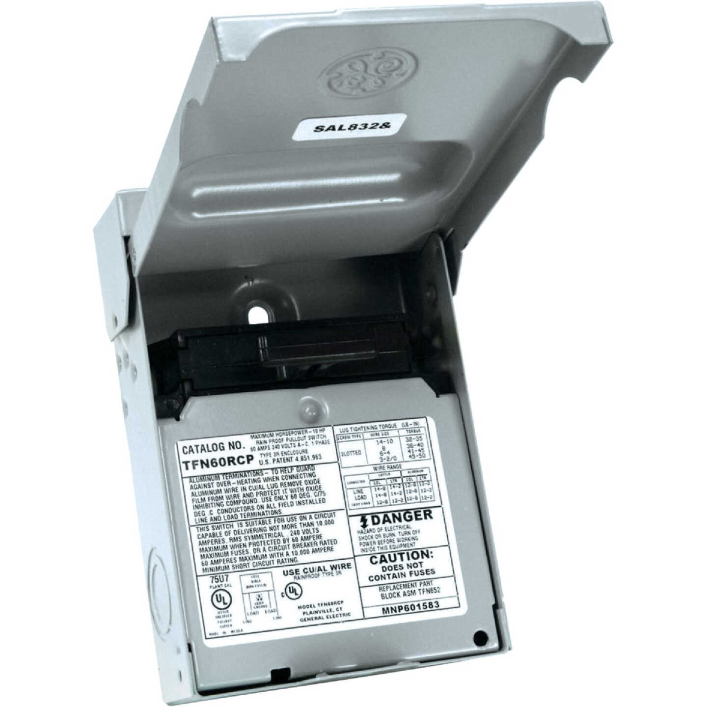 GE 60A 240V Non-Fused Air Conditioner Disconnect Image 1