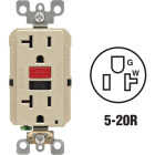 Leviton SmartlockPro Self-Test 20A Ivory Commercial Grade 5-20R GFCI Outlet Image 1