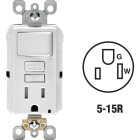Leviton White 15A Self-Test Tamper Resistant GFCI Switch & Outlet Combination With Wallplate Image 1