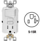 Leviton White 15A Self-Test Tamper Resistant GFCI Switch & Outlet Combination With Wallplate Image 1