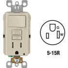 Leviton Light Almond 15A Self-Test Tamper Resistant GFCI Switch & Outlet Combination With Wallplate Image 1