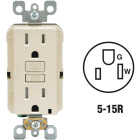 Leviton SmartlockPro Self-Test 15A Light Almond Residential Grade Tamper Resistant 5-15R GFCI Outlet Image 1