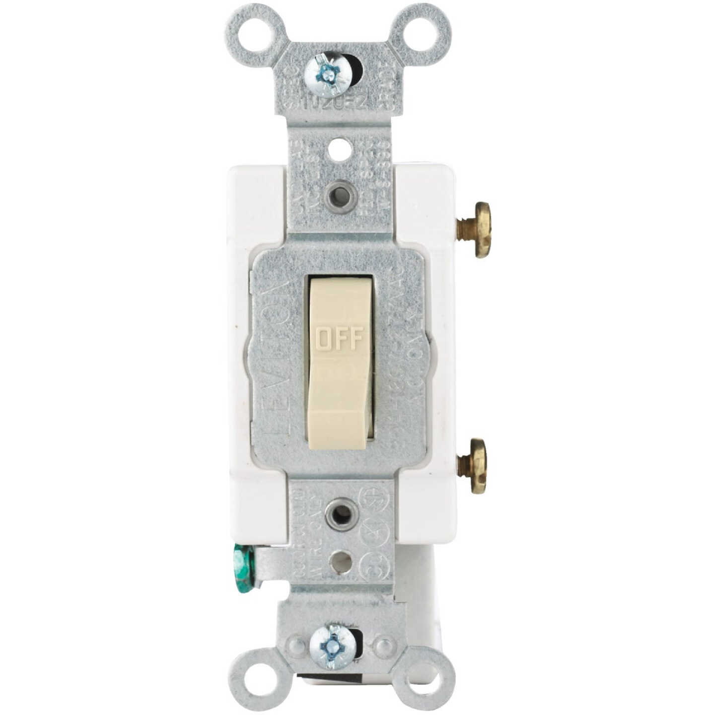 Leviton Commercial Grade 15 Amp Toggle Single Pole Switch, Ivory Image 1