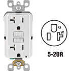 Leviton SmartlockPro Self-Test 20A White Commercial Grade Tamper Resistant 5-20R GFCI Outlet Image 1
