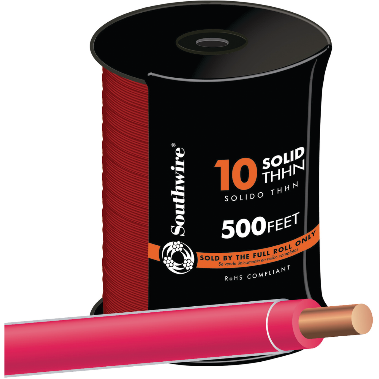 Southwire 500 Ft. 10 AWG Solid Red THHN Electrical Wire Image 1