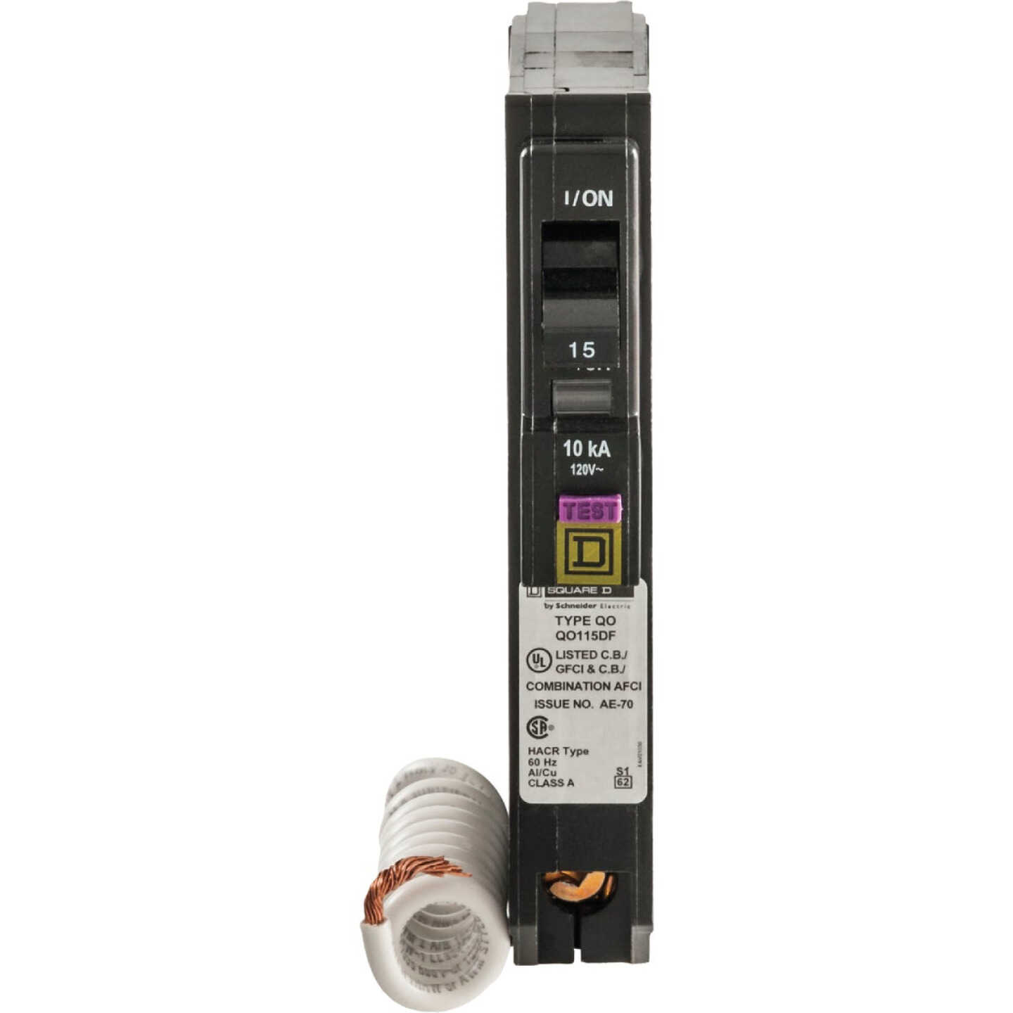 Square D QO 15A Single-Pole CAFCI Dual Function Circuit Breaker Image 1