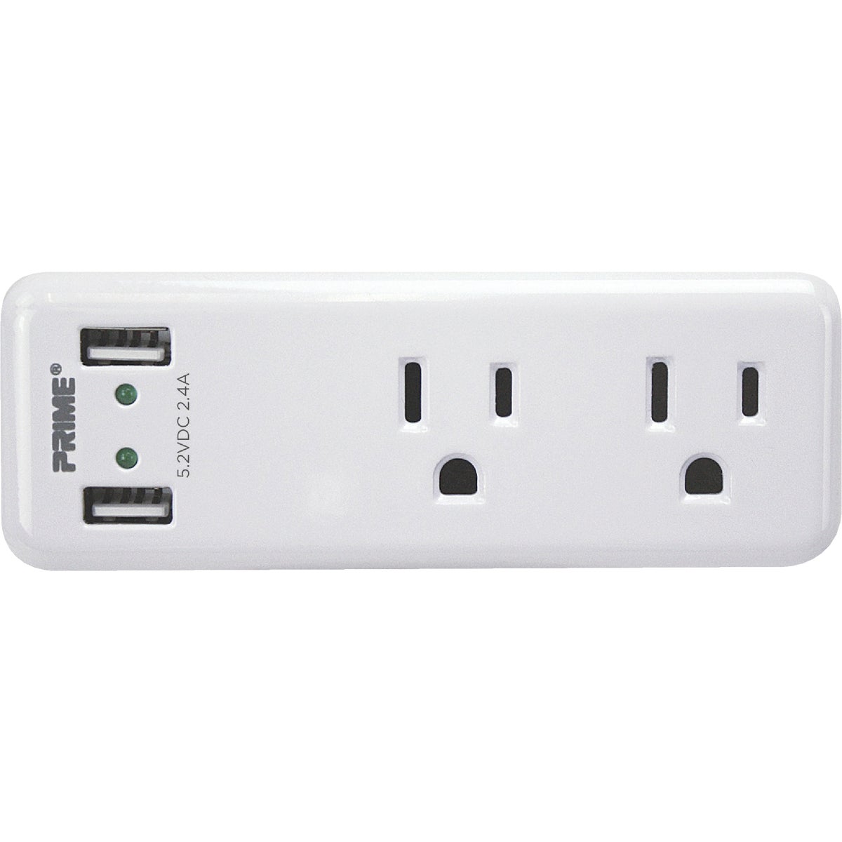 Prime Wire & Cable 2 Power & 2 USB White Space Saving USB Wall Charger