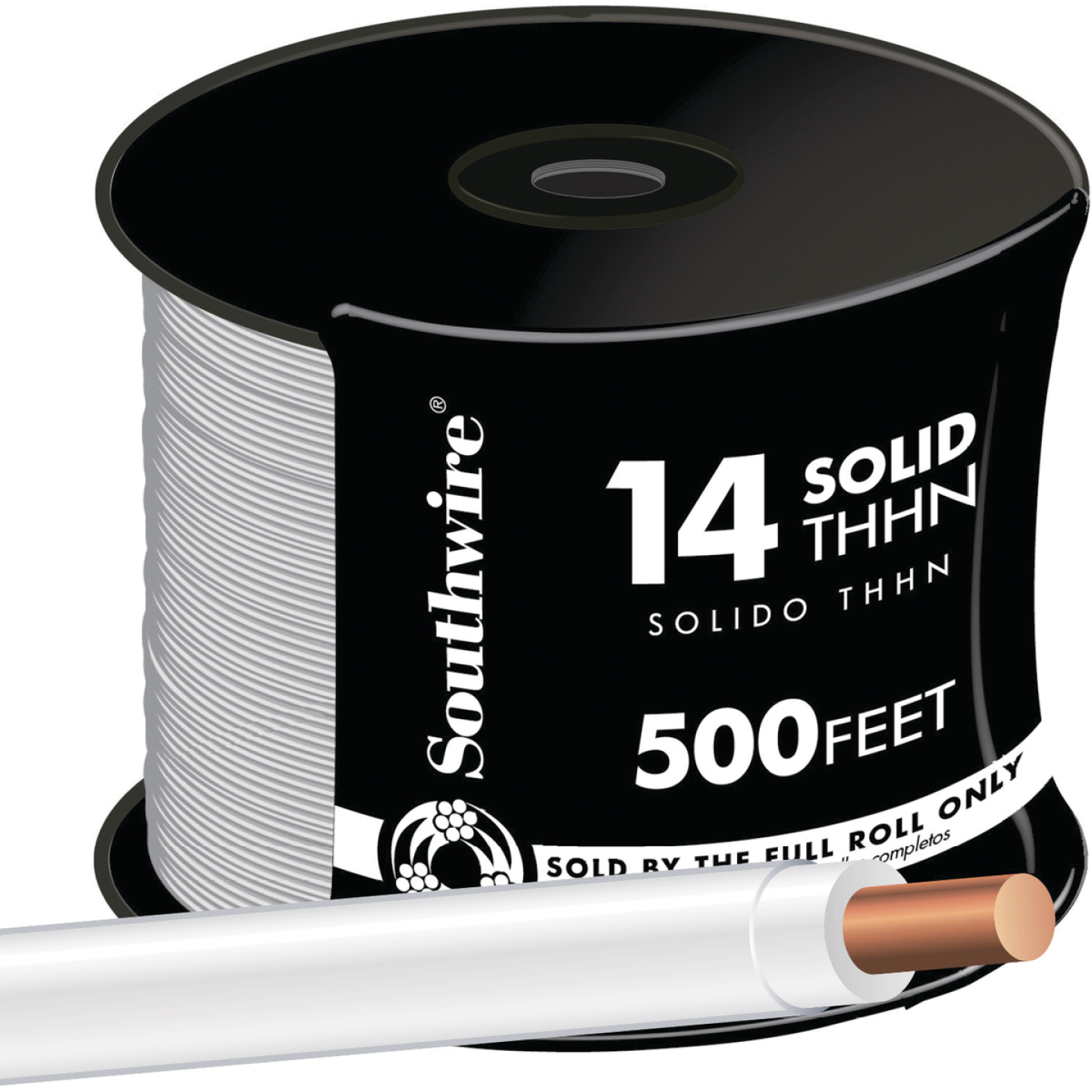 Southwire 500 Ft. 14 AWG Solid White THHN Electrical Wire Image 1