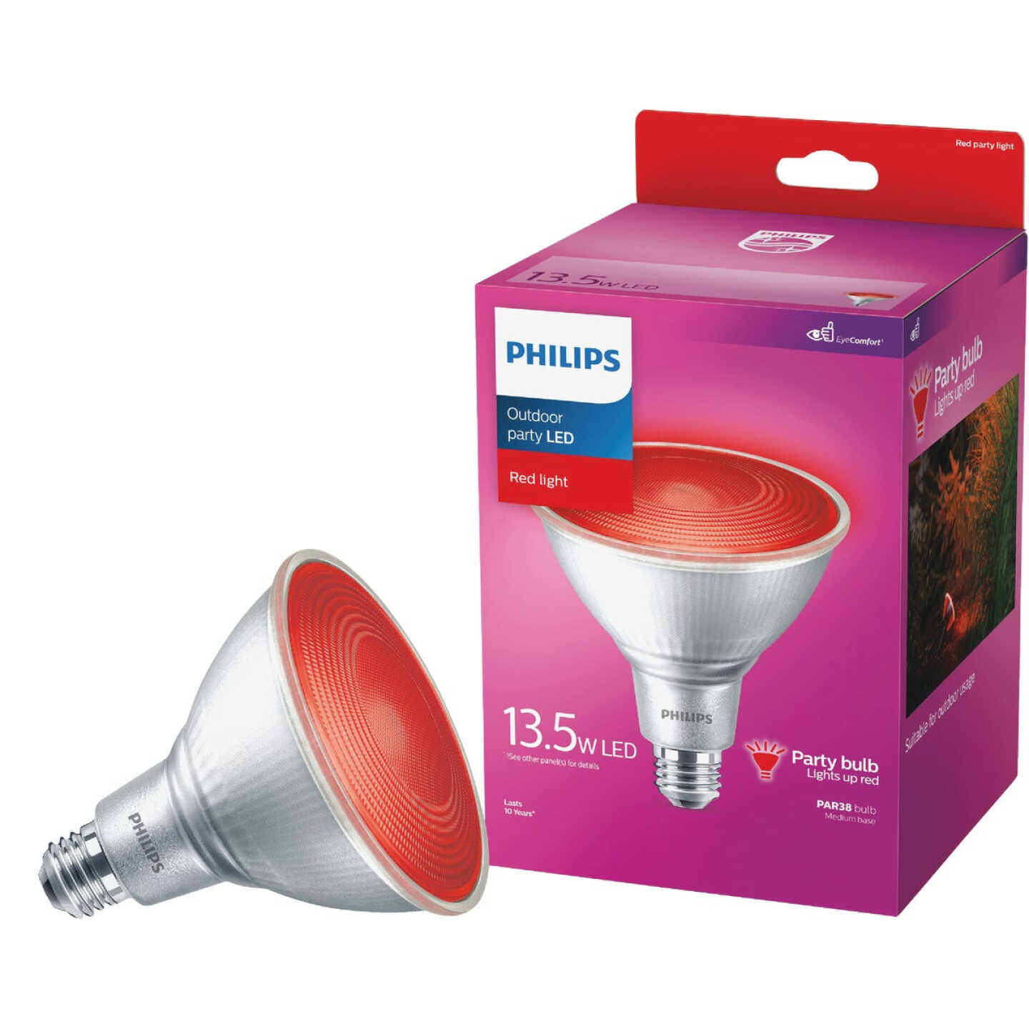 Philips 100W Equivalent Red PAR38 Medium LED Floodlight Light Bulb Image 1