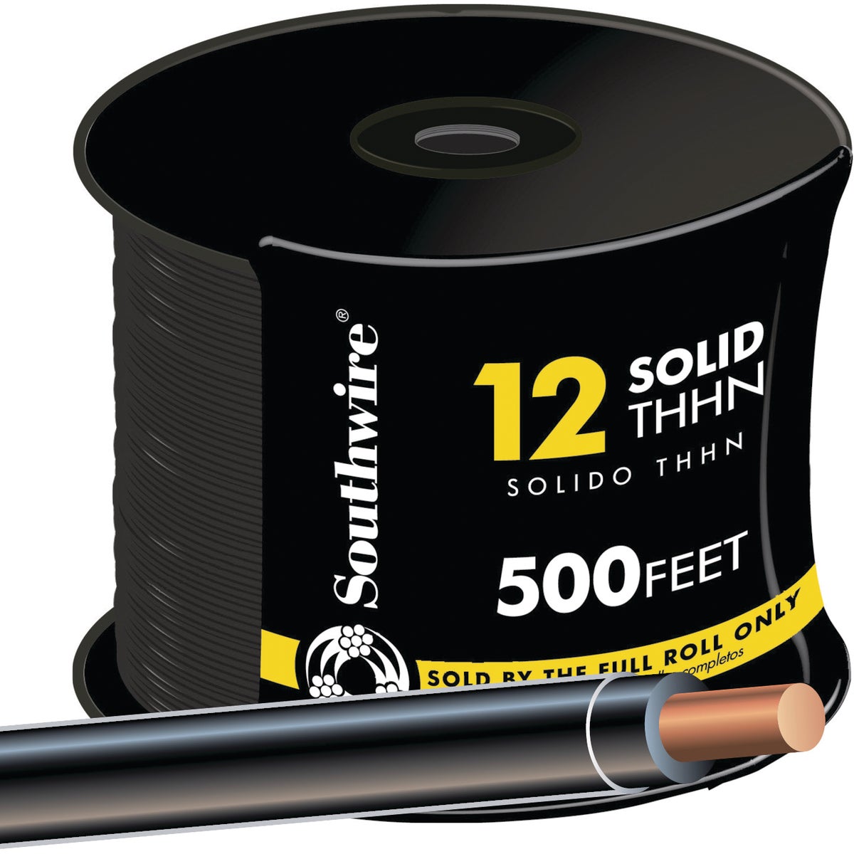 Southwire 500 Ft. 12 AWG Solid Black THHN Electrical Wire Image 1
