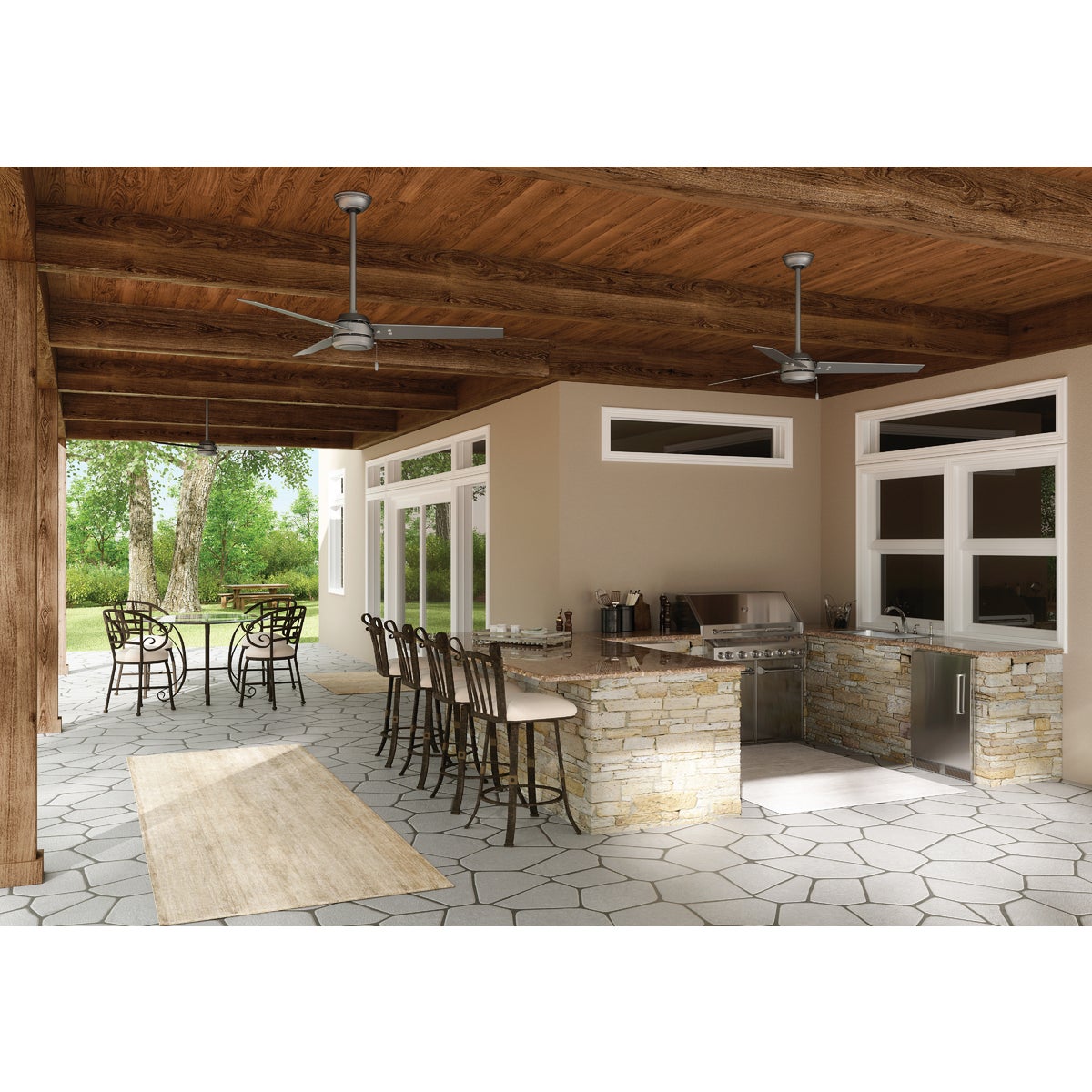 Hunter Cassius 52 In. Matte Silver Damp Rated Ceiling Fan Image 3