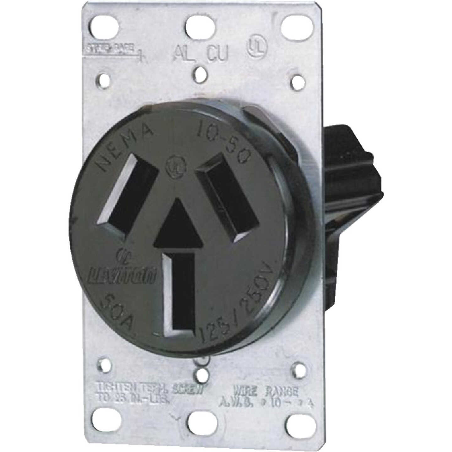 Leviton 50A Flush Mount Black 10-50R Non-Grounding Range Power Outlet Image 2