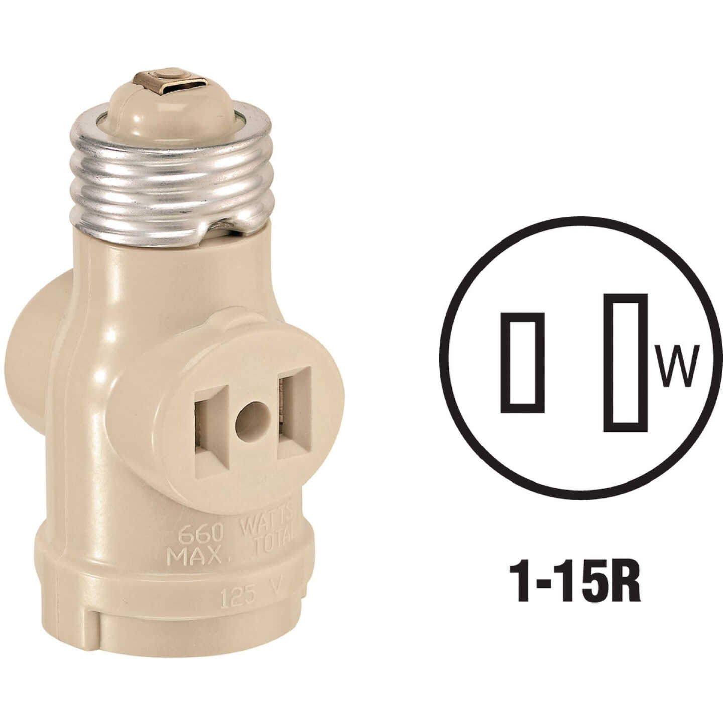 Leviton Ivory 125V Socket Adapter Image 1