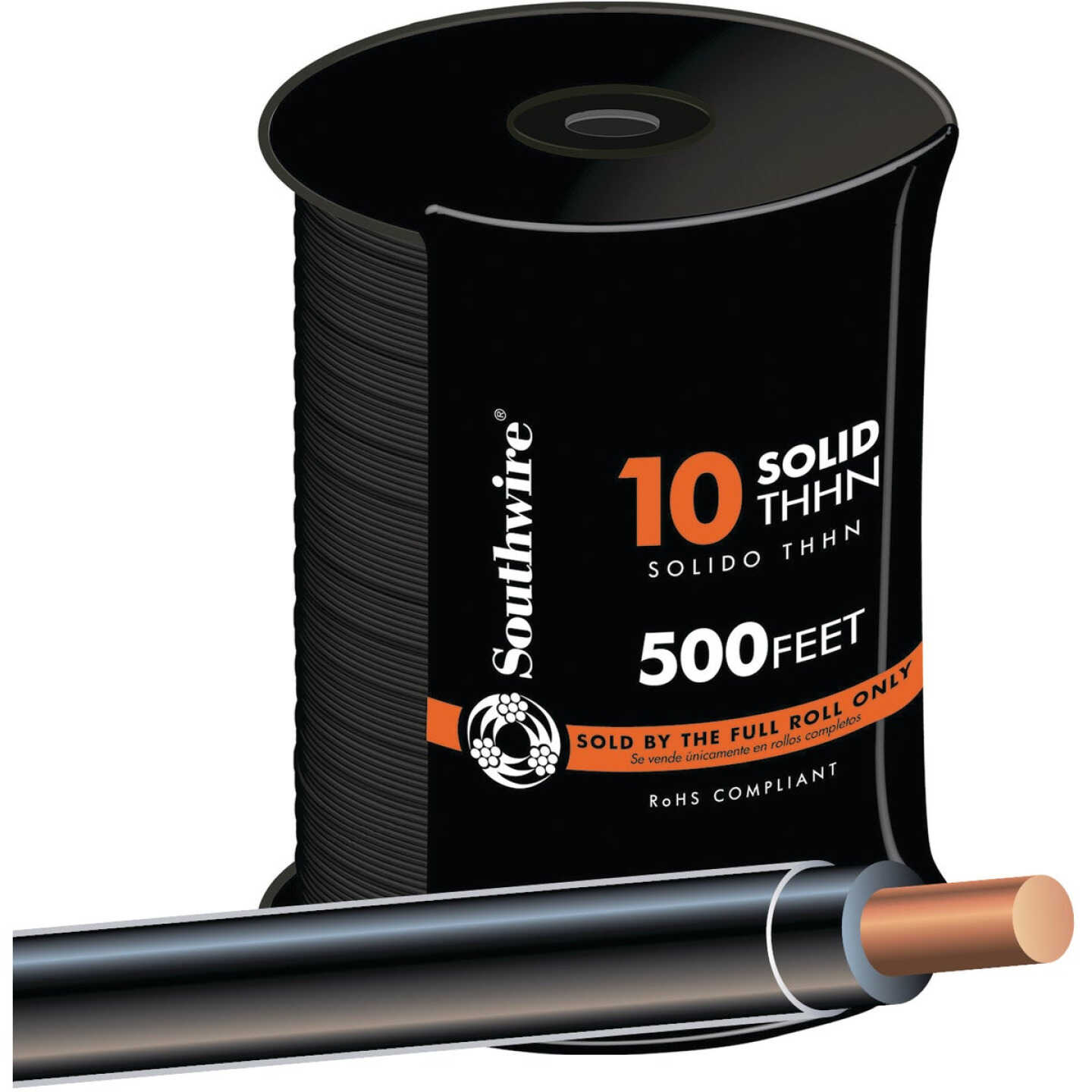 Southwire 500 Ft. 10 AWG Solid Black THHN Electrical Wire Image 1