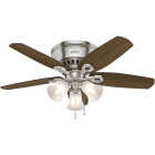 Hunter Builder Low Profile 42 In. Brushed Nickel Ceiling Fan with Light Kit Image 1