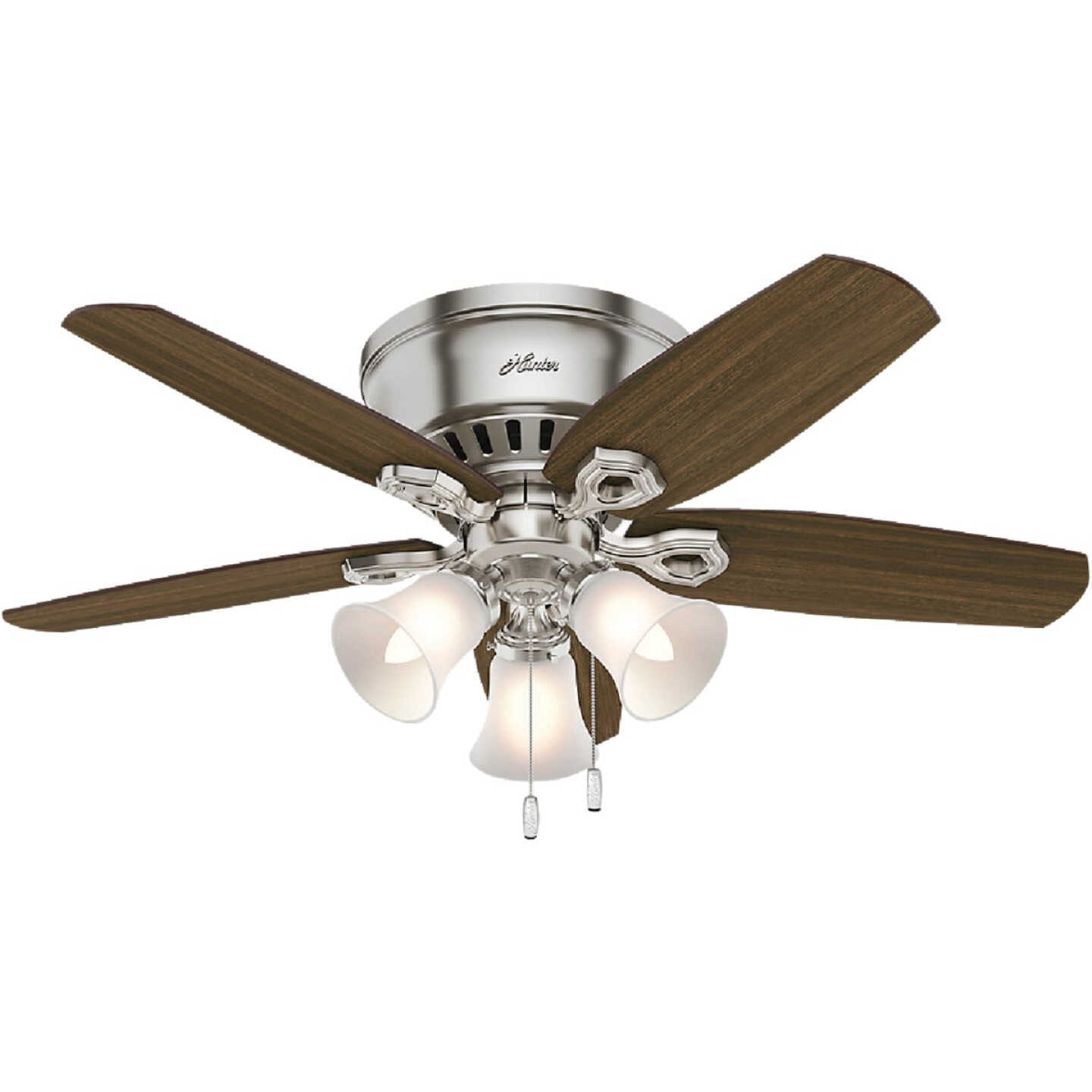 Hunter Builder Low Profile 42 In. Brushed Nickel Ceiling Fan with Light Kit Image 1