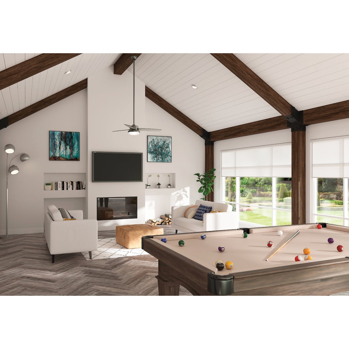 Hunter Sentinel 52 In. Brushed Slate Ceiling Fan with Light Kit and Handheld Remote Control Image 3