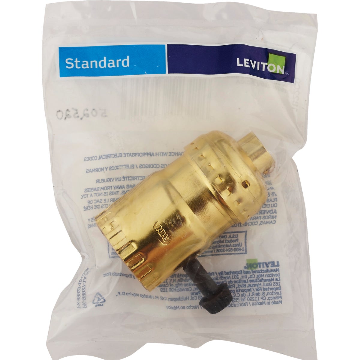 Leviton Turn-Knob Medium Base Brass Lamp Socket Image 2