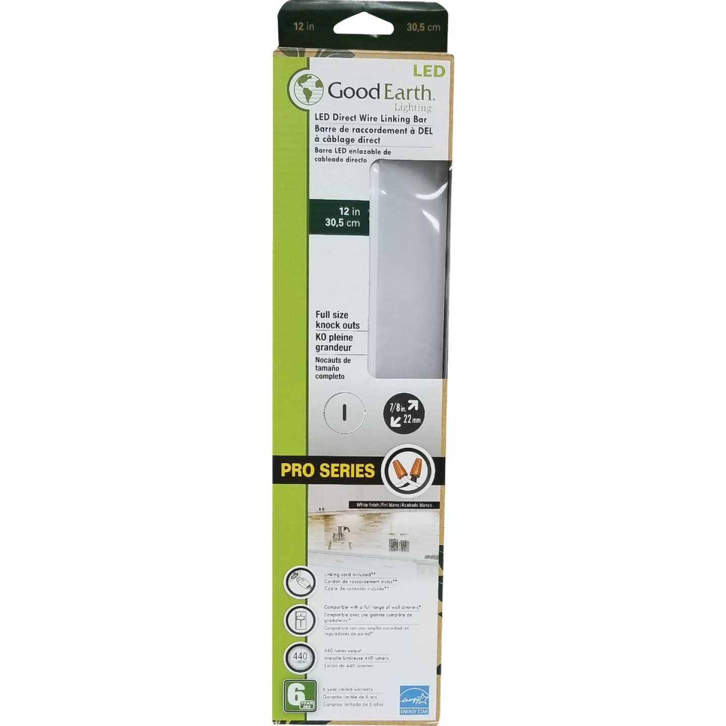 Good Earth Lighting 12 In. Direct Wire White LED Under Cabinet Light Bar Image 3