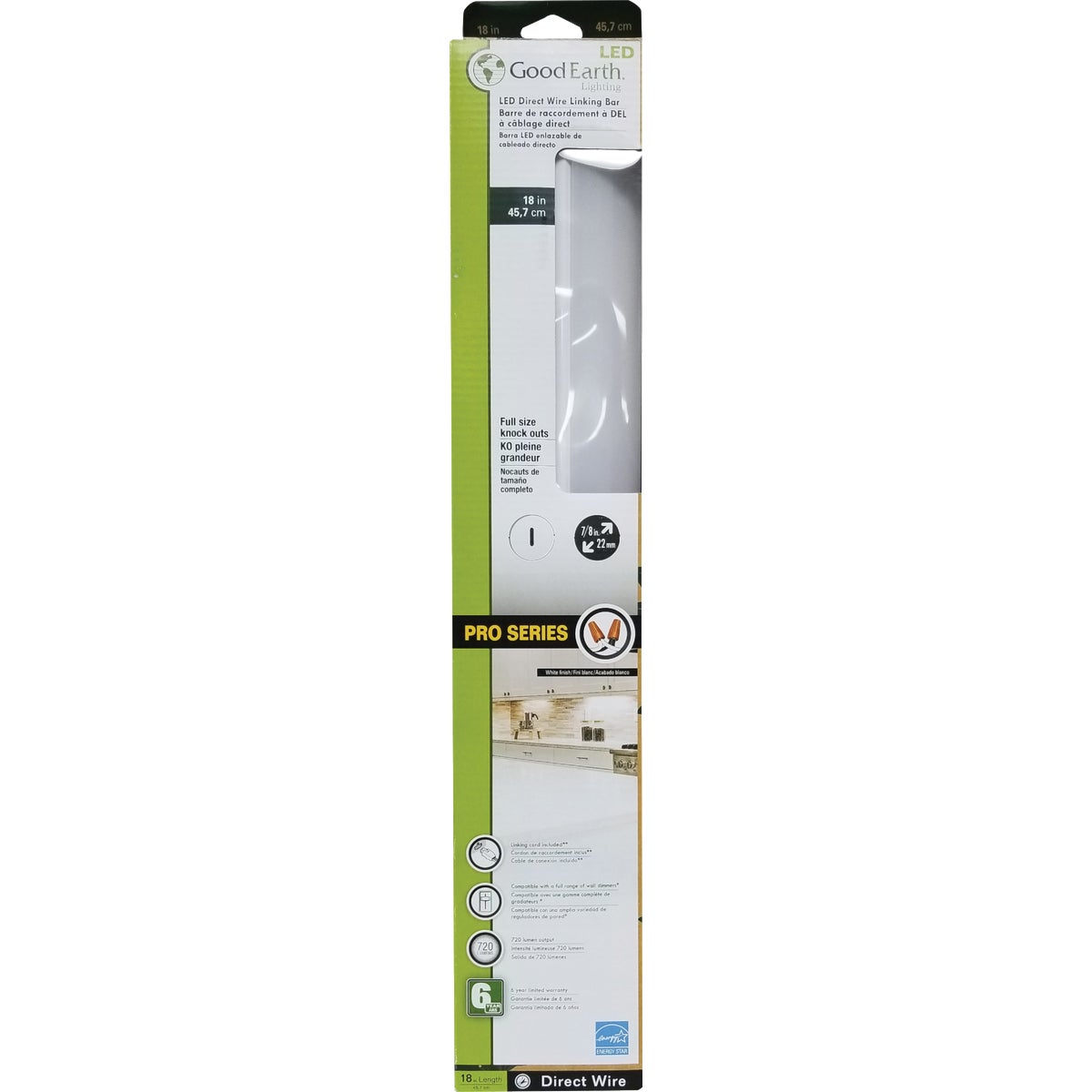 Good Earth Lighting 18 In. Direct Wire White LED Under Cabinet Light Bar Image 3