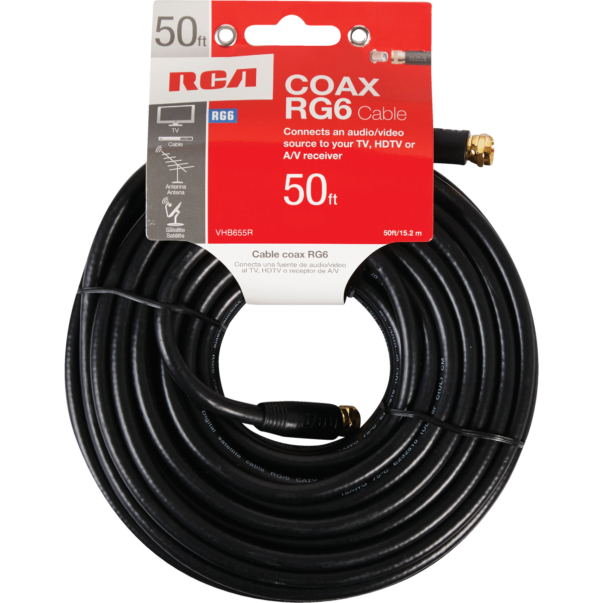 RCA 50 Ft. Black Digital RG6 Coaxial Cable Image 2