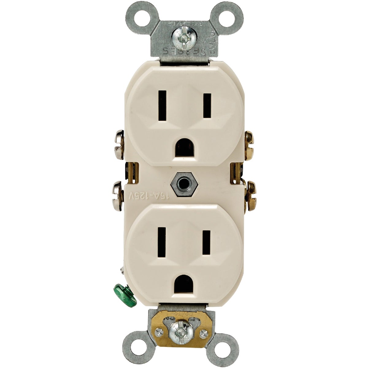 Leviton 15A Light Almond Commercial Grade 5-15R Duplex Outlet Image 3