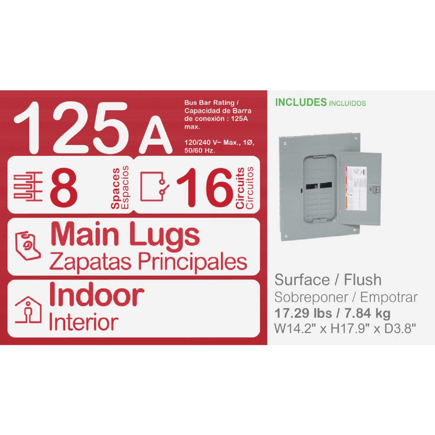 Square D Homeline 125A 8-Space 16-Circuit Indoor Main Lug Plug-on Neutral Load Center Image 2