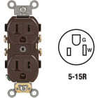 Leviton 15A Brown Commercial Grade 5-15R Duplex Outlet Image 1