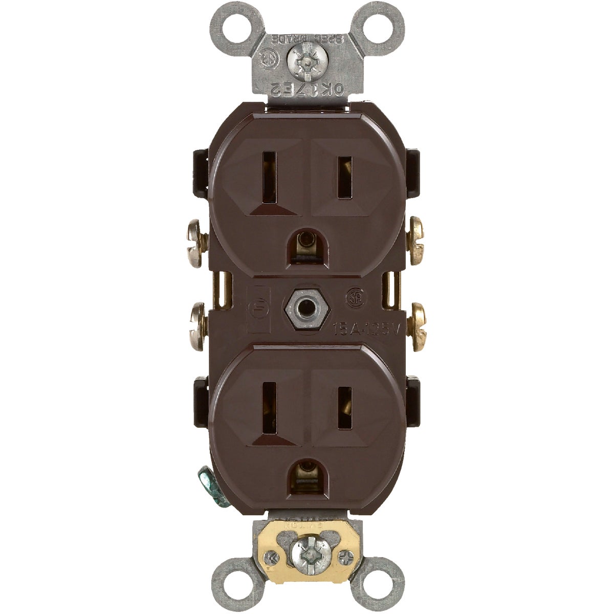 Leviton 15A Brown Commercial Grade 5-15R Duplex Outlet Image 2