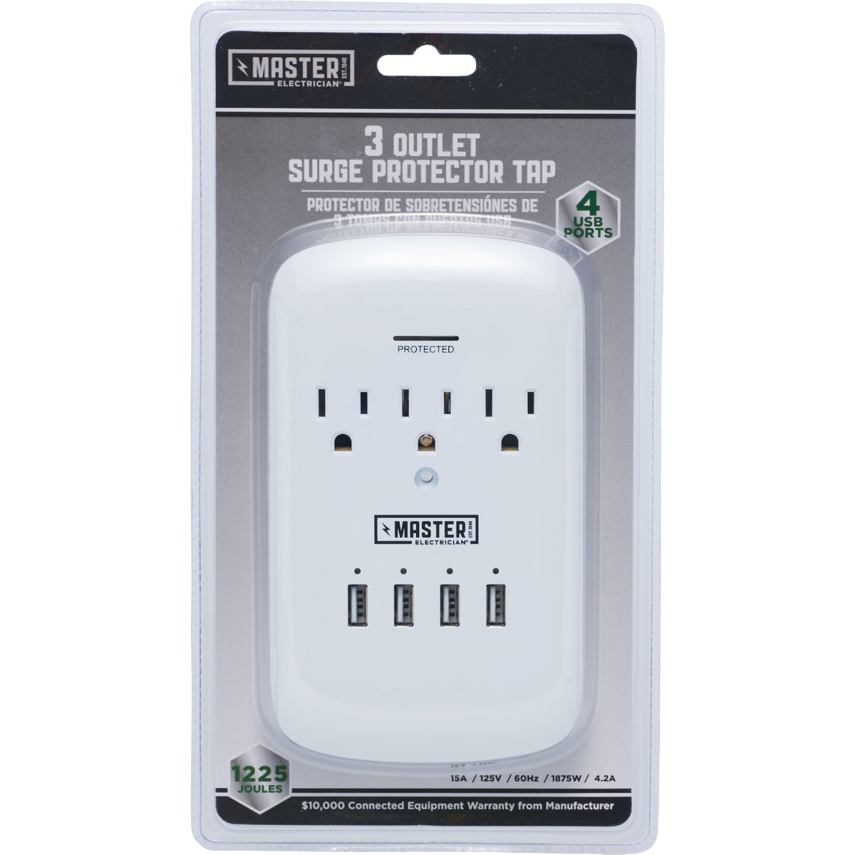 Do it Best 3-Outlet/4-USB 1200J White Plug-In Surge Protector