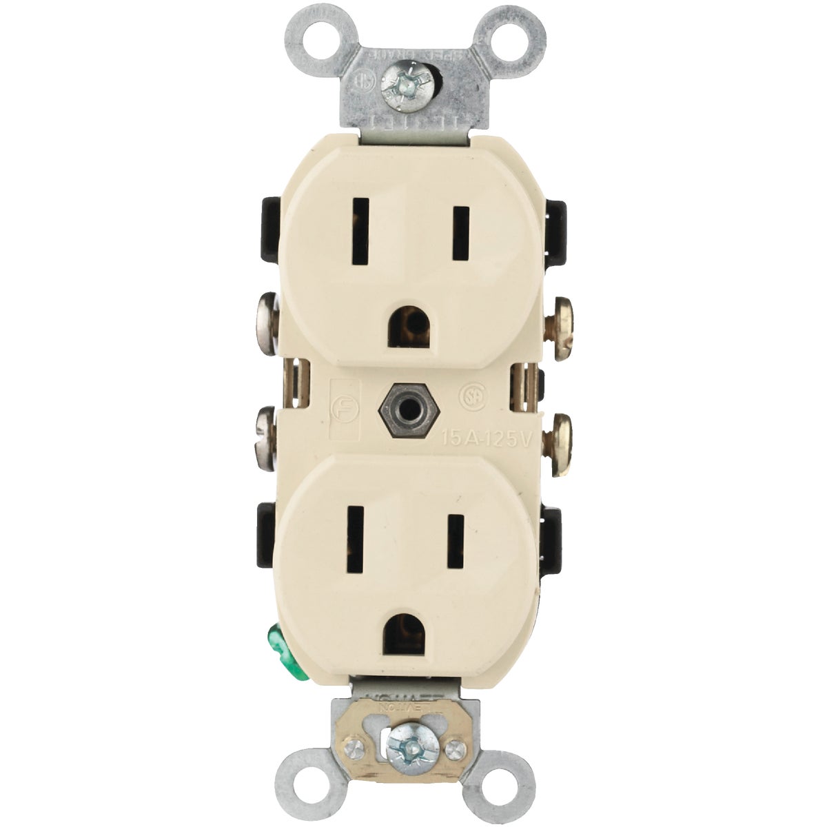 Leviton 15A Ivory Commercial Grade 5-15R Duplex Outlet Image 4