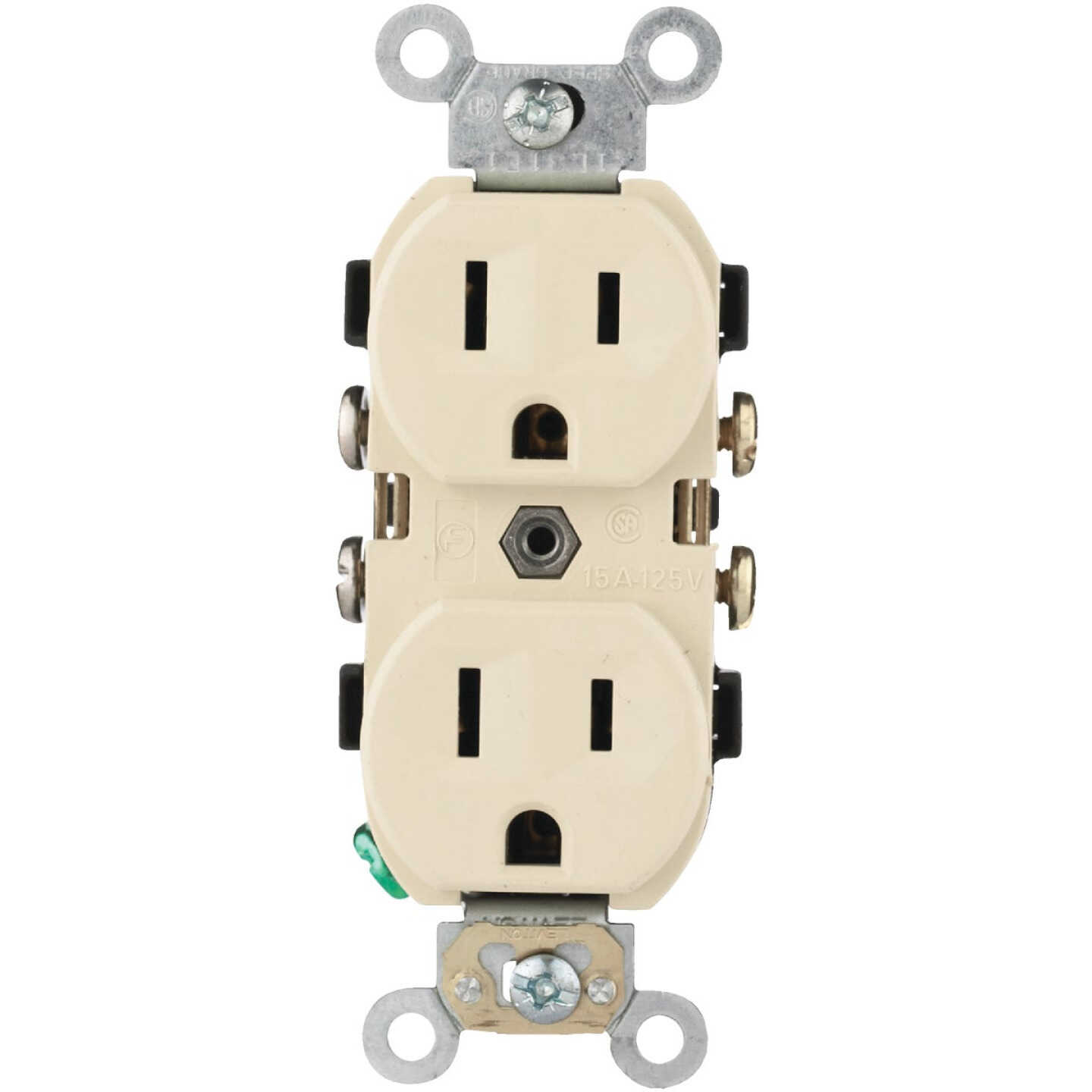 Leviton 15A Ivory Commercial Grade 5-15R Duplex Outlet Image 4