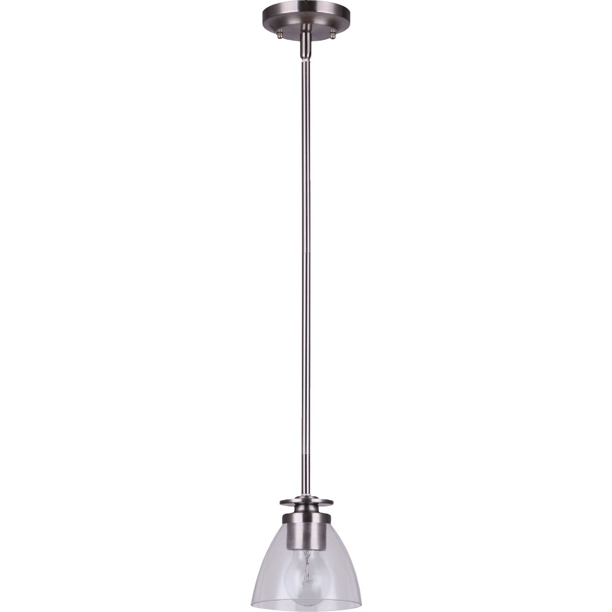 Home Impressions 1-Bulb Brushed Nickel Incandescent Pendant Light Fixture, Clear Glass