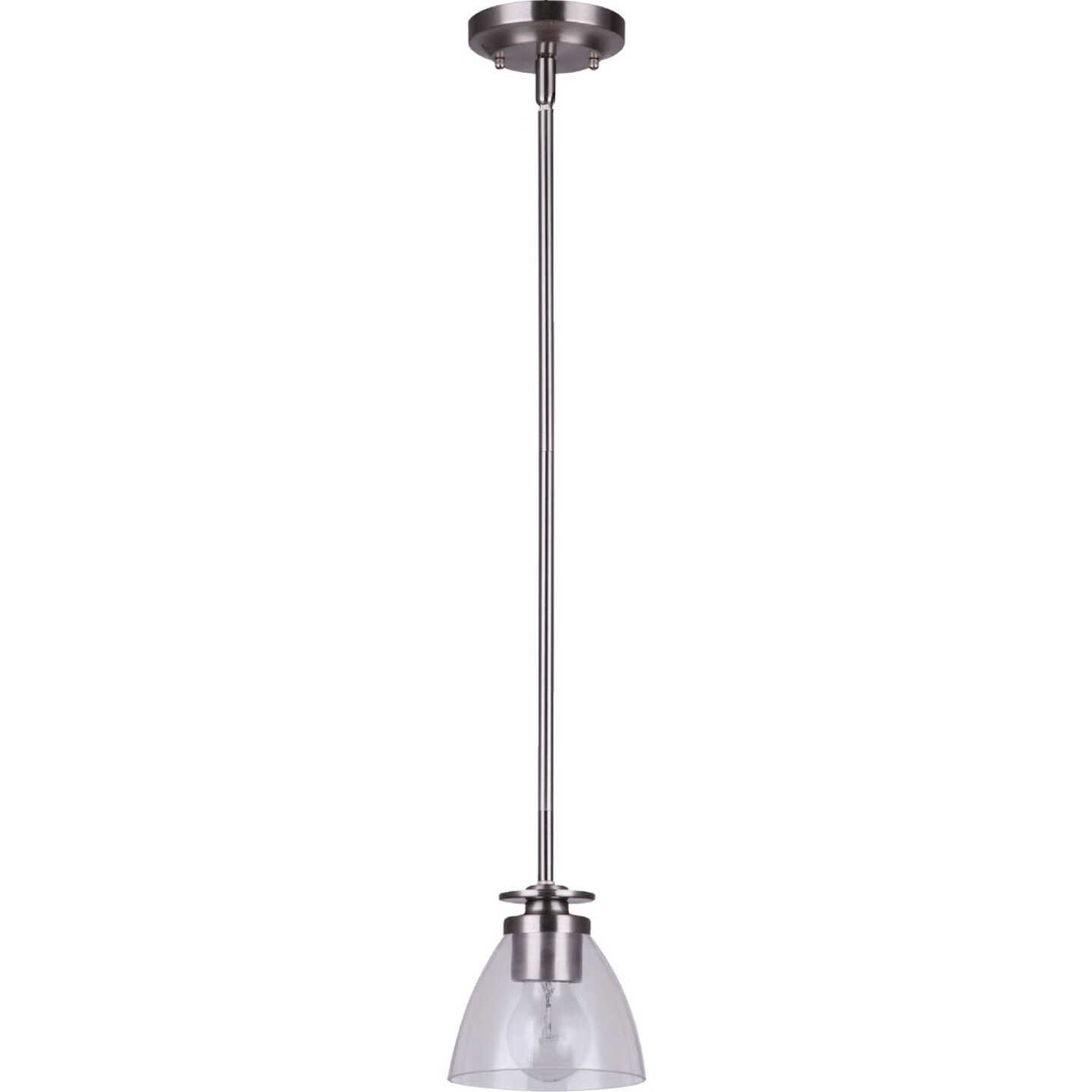 Home Impressions 1-Bulb Brushed Nickel Incandescent Pendant Light Fixture, Clear Glass Image 1