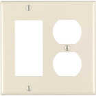 Leviton 2-Gang Smooth Plastic Single Rocker/Duplex Outlet Wall Plate, Light Almond Image 1
