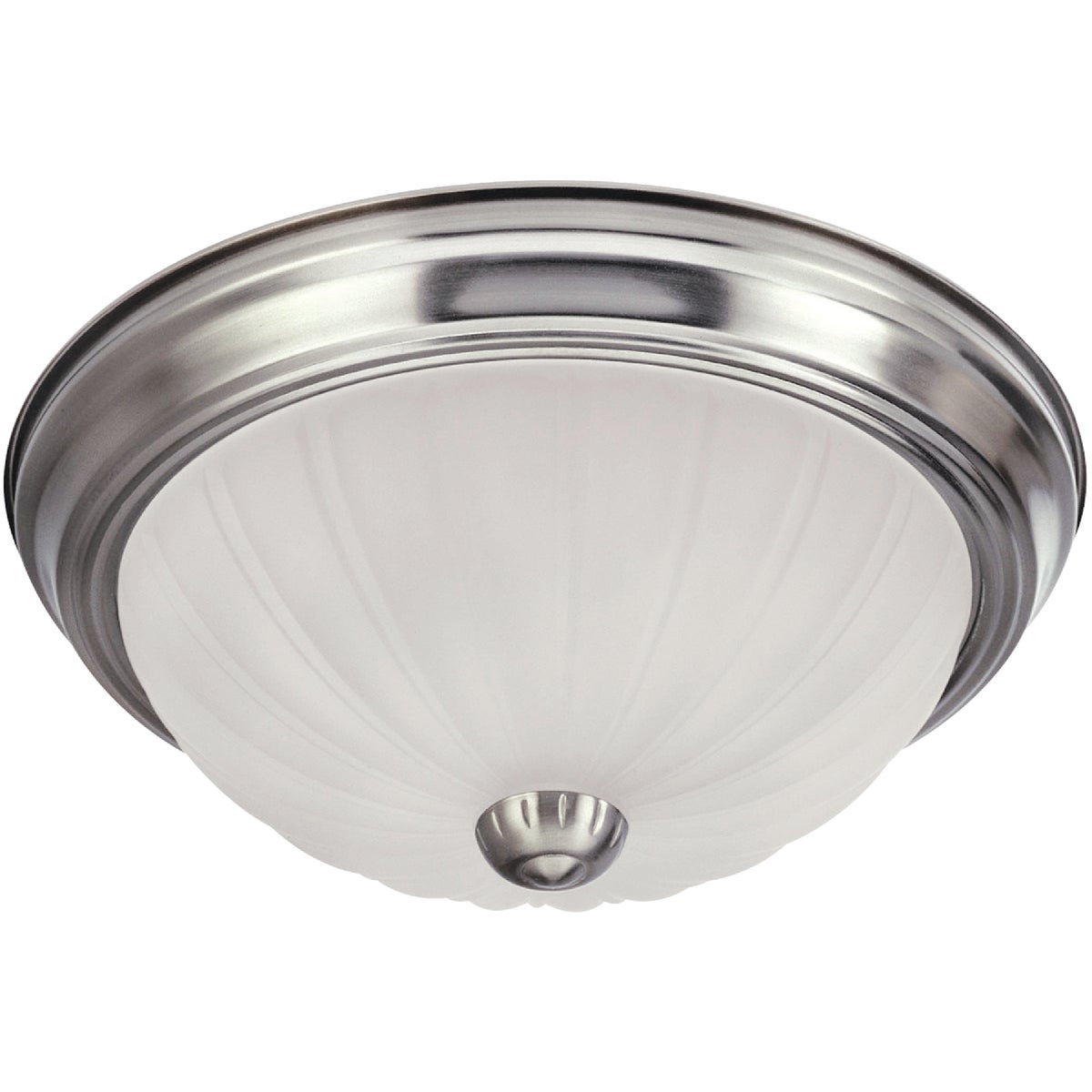 Canarm 13 In. Brushed Nickel Incandescent Flush Mount Ceiling Light Fixture with Frosted Melon Glass