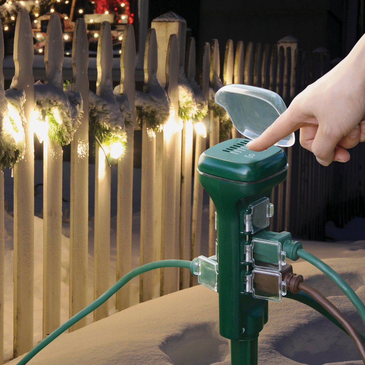 Prime 15A 125V 1875W Green Outdoor Timer Power Stake Image 2