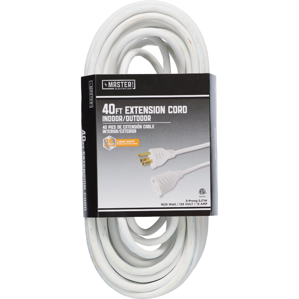 Master Electrician 40 Ft. 16/3 Medium-Duty White Patio Extension Cord